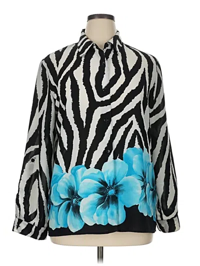 Pre-owned Sag Harbor Long Sleeve Blouse In Blue