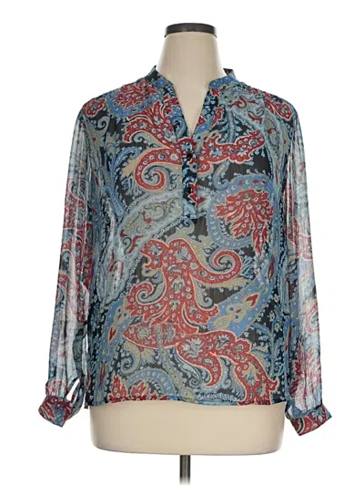 Pre-owned Sag Harbor Long Sleeve Blouse In Blue