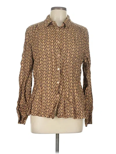 Pre-owned Sag Harbor Long Sleeve Blouse In Brown