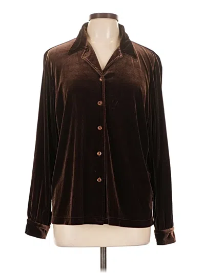 Pre-owned Sag Harbor Long Sleeve Blouse In Brown