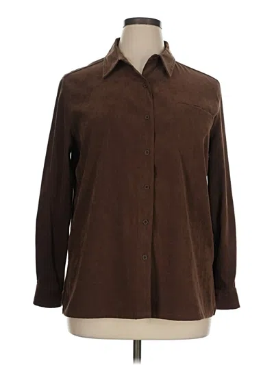 Pre-owned Sag Harbor Long Sleeve Blouse In Brown