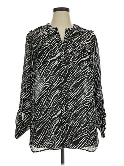 Pre-owned Sag Harbor Long Sleeve Blouse In Silver