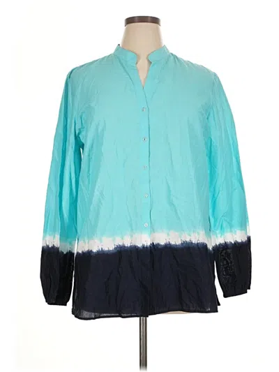 Pre-owned Sag Harbor Long Sleeve Blouse In Teal