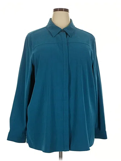 Pre-owned Sag Harbor Long Sleeve Blouse In Teal