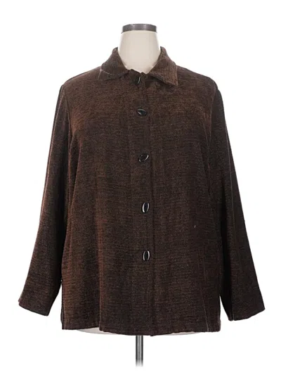 Pre-owned Sag Harbor Long Sleeve Button Down Shirt In Brown