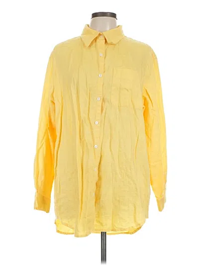 Pre-owned Sag Harbor Long Sleeve Button Down Shirt In Yellow