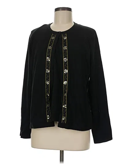Pre-owned Sag Harbor Long Sleeve Top Black Keyhole Neckline Tops