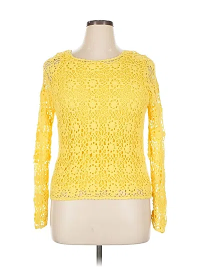 Pre-owned Sag Harbor Long Sleeve Top Yellow Boatneck Tops