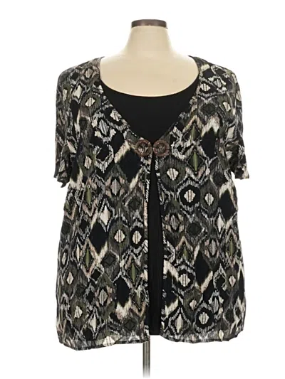 Pre-owned Sag Harbor Short Sleeve Blouse In Black