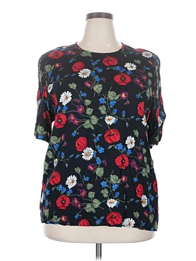 Pre-owned Sag Harbor Short Sleeve Blouse In Black