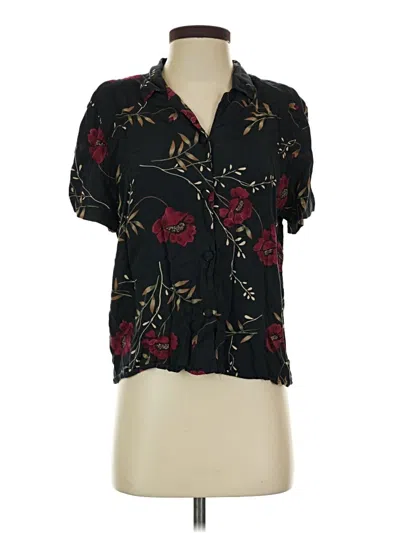 Pre-owned Sag Harbor Short Sleeve Blouse In Black