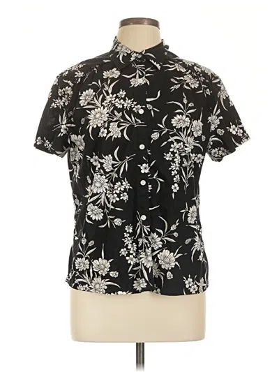 Pre-owned Sag Harbor Short Sleeve Blouse In Black