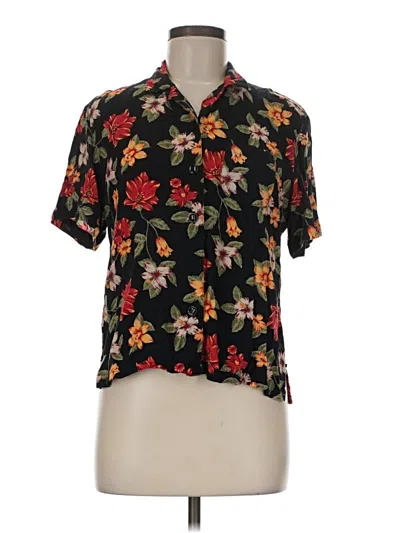 Pre-owned Sag Harbor Short Sleeve Blouse In Black