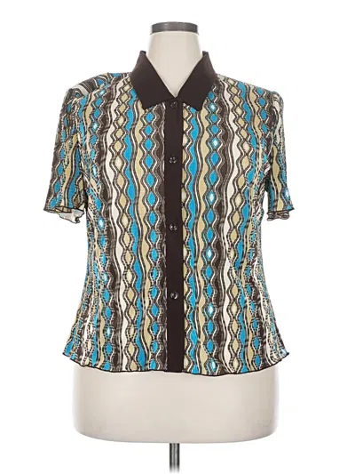 Pre-owned Sag Harbor Short Sleeve Blouse In Blue