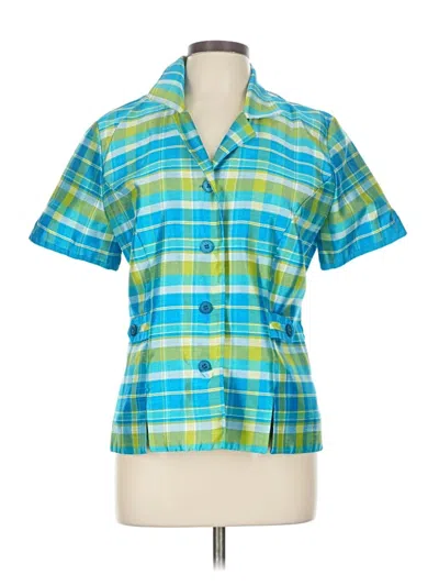 Pre-owned Sag Harbor Short Sleeve Blouse In Blue