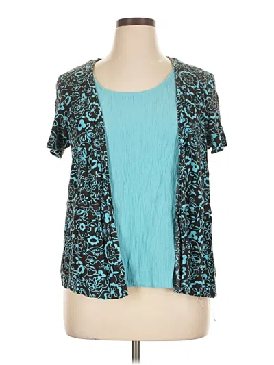 Pre-owned Sag Harbor Short Sleeve Blouse In Blue