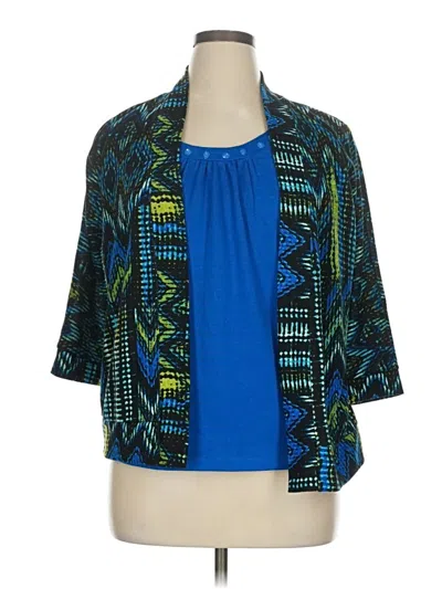 Pre-owned Sag Harbor Short Sleeve Blouse In Blue