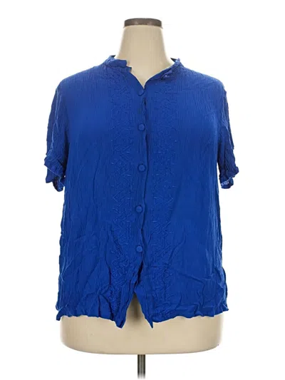 Pre-owned Sag Harbor Short Sleeve Blouse In Blue