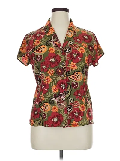 Pre-owned Sag Harbor Short Sleeve Blouse In Brown