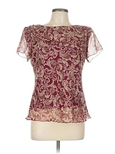Pre-owned Sag Harbor Short Sleeve Blouse In Burgundy