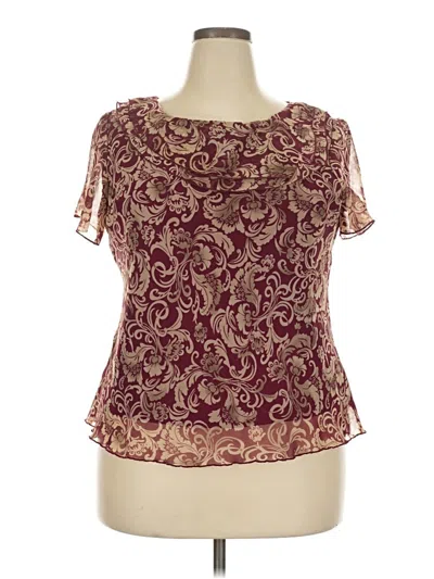 Pre-owned Sag Harbor Short Sleeve Blouse In Burgundy