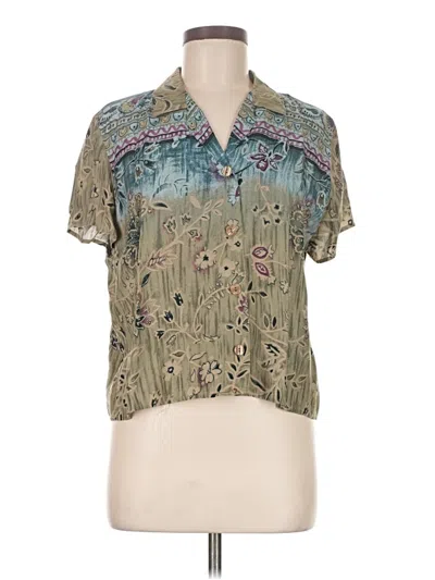 Pre-owned Sag Harbor Short Sleeve Blouse In Green