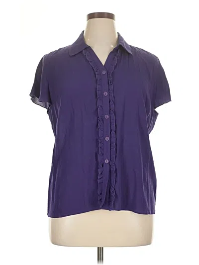 Pre-owned Sag Harbor Short Sleeve Blouse In Purple
