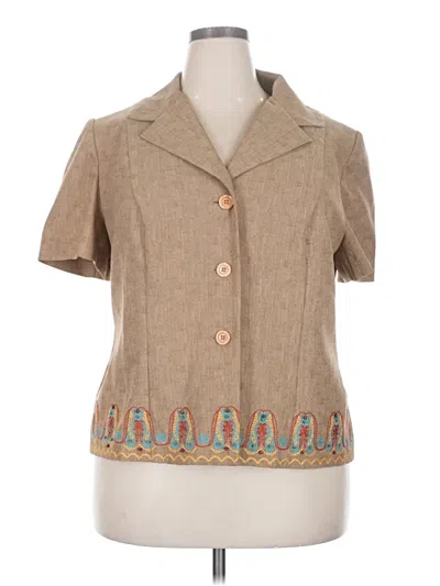 Pre-owned Sag Harbor Short Sleeve Blouse In Tan