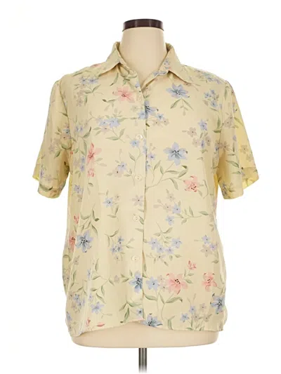 Pre-owned Sag Harbor Short Sleeve Blouse In Tan