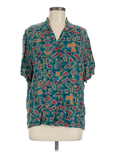 Pre-owned Sag Harbor Short Sleeve Blouse In Teal