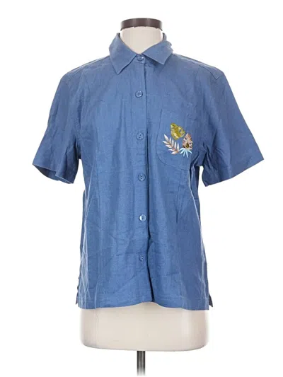 Pre-owned Sag Harbor Short Sleeve Button Down Shirt In Blue