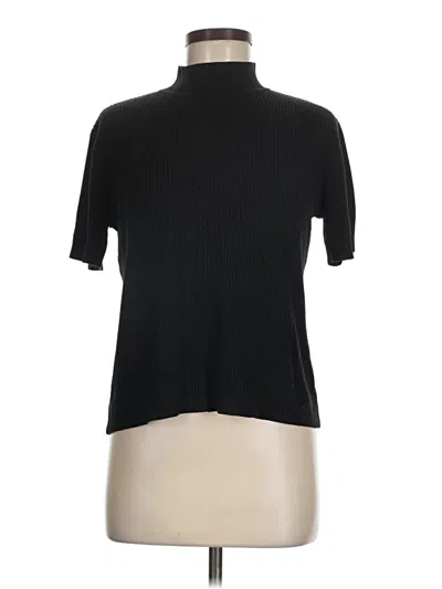 Pre-owned Sag Harbor Short Sleeve Top Black Mock Neckline Tops