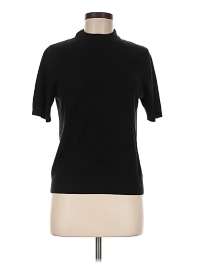 Pre-owned Sag Harbor Short Sleeve Top Black Mock Neckline Tops