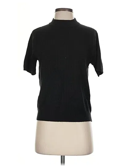Pre-owned Sag Harbor Short Sleeve Top Black Mock Neckline Tops