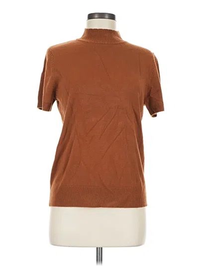 Pre-owned Sag Harbor Short Sleeve Top Brown Turtleneck Tops