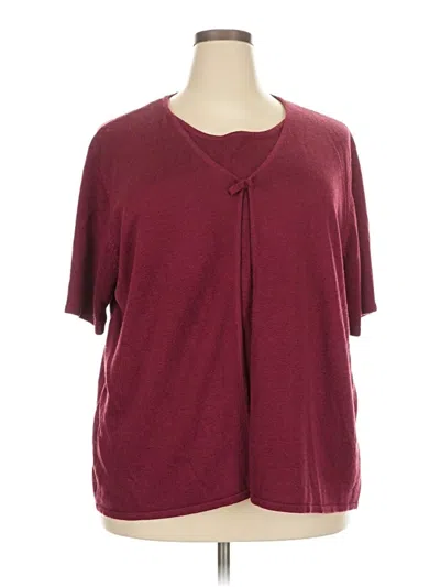 Pre-owned Sag Harbor Short Sleeve Top Burgundy Keyhole Neckline Tops