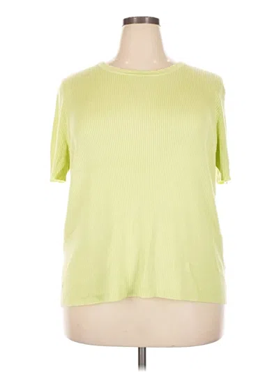 Pre-owned Sag Harbor Short Sleeve Top Green Mock Neckline Tops