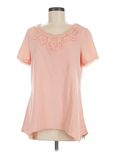 Pre-owned Sag Harbor Short Sleeve Top Pink Scoop Neck Tops