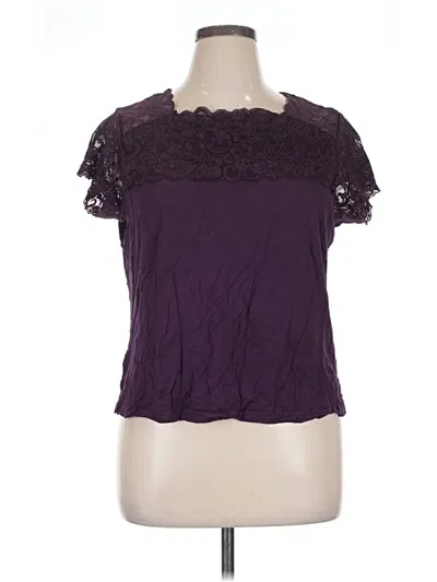 Pre-owned Sag Harbor Short Sleeve Top Purple Keyhole Neckline Tops