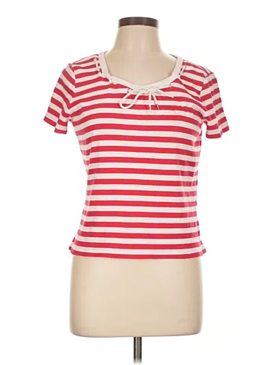 Pre-owned Sag Harbor Short Sleeve Top Red Scoop Neck Tops