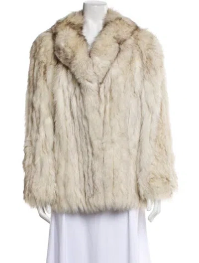 Pre-owned Saga Fox Faux Fur Coat In Neutral
