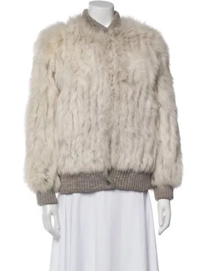Pre-owned Saga Fox Faux Fur Coat In Neutral
