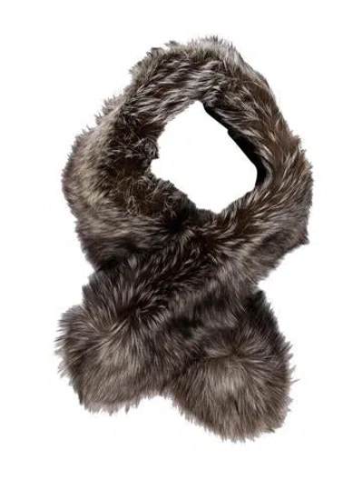 Pre-owned Saga Fox Fur Scarf In Brown