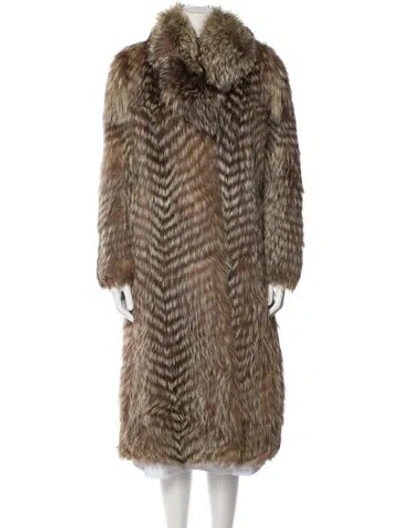 Pre-owned Saga Fox Silver Fox Fur Faux Fur Coat In Brown