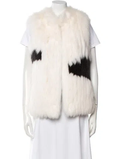 Pre-owned Saga Furs Fox Colorblock Pattern Vest In Neutral