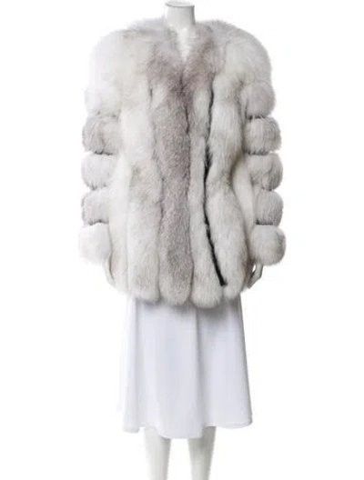 Pre-owned Saga Furs Fox Fur Coat In Gray