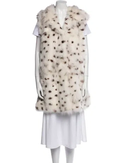 Pre-owned Saga Furs Fox Polka Dot Print Fur Coat In White