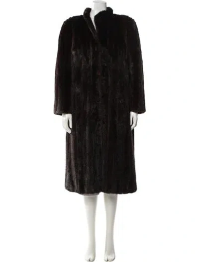 Pre-owned Saga Mink Mink Faux Fur Coat In Black