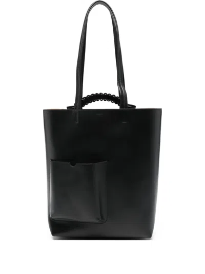 Sagan Pazar Book Pocket-detail Tote Bag In Black