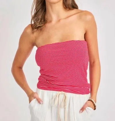 Sage & Clare Jukebox Striped Tube Top In Red In Pink